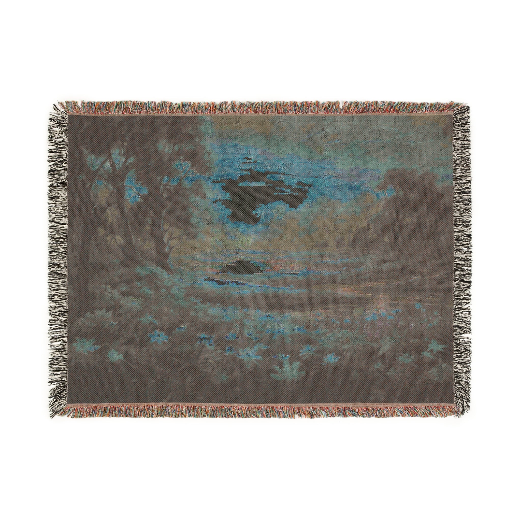 "I am Well" Sunset Woven Blanket |  Landscape Throw for Living Room & Bedroom