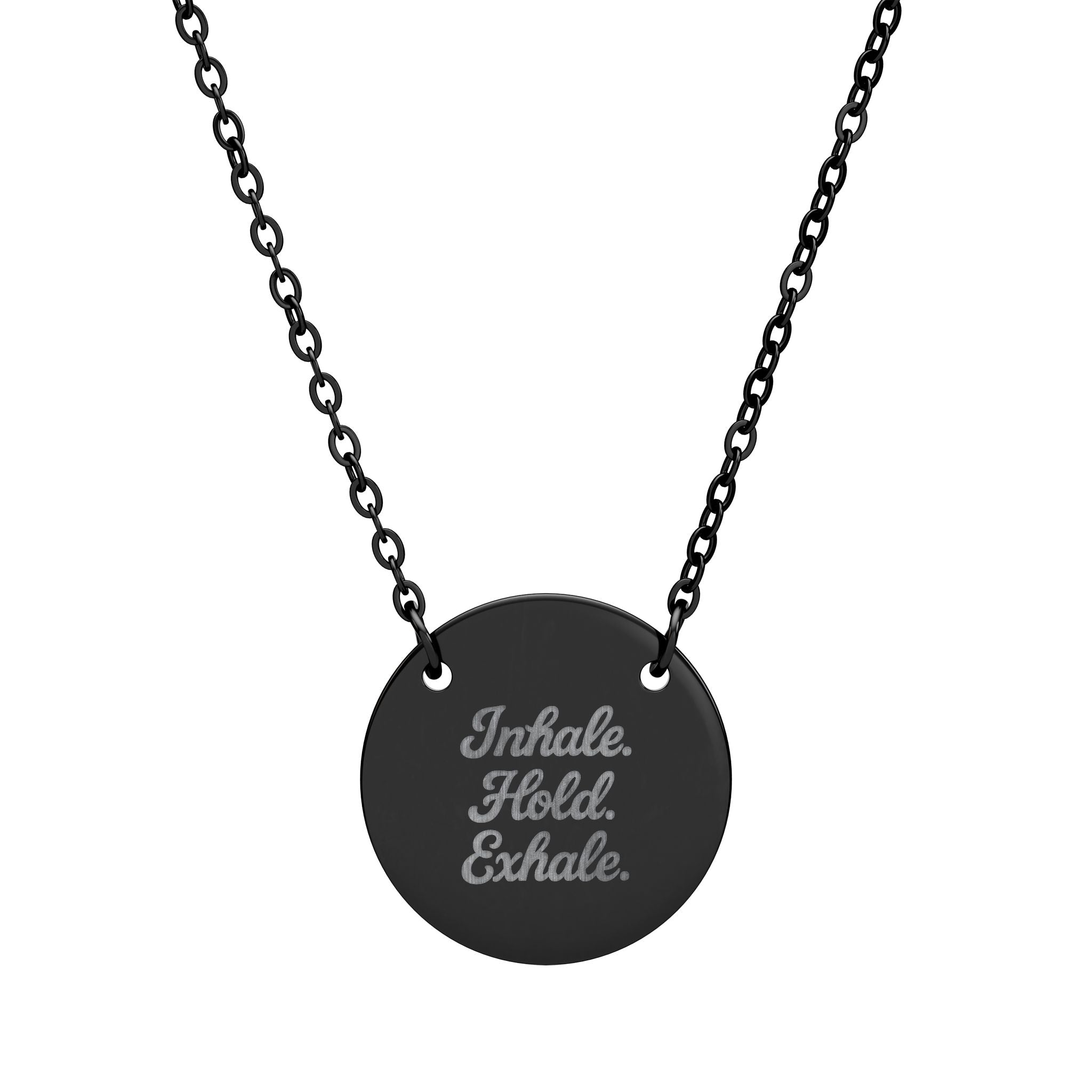 ‘Inhale. Hold. Exhale.’ Engraved Intention Necklace