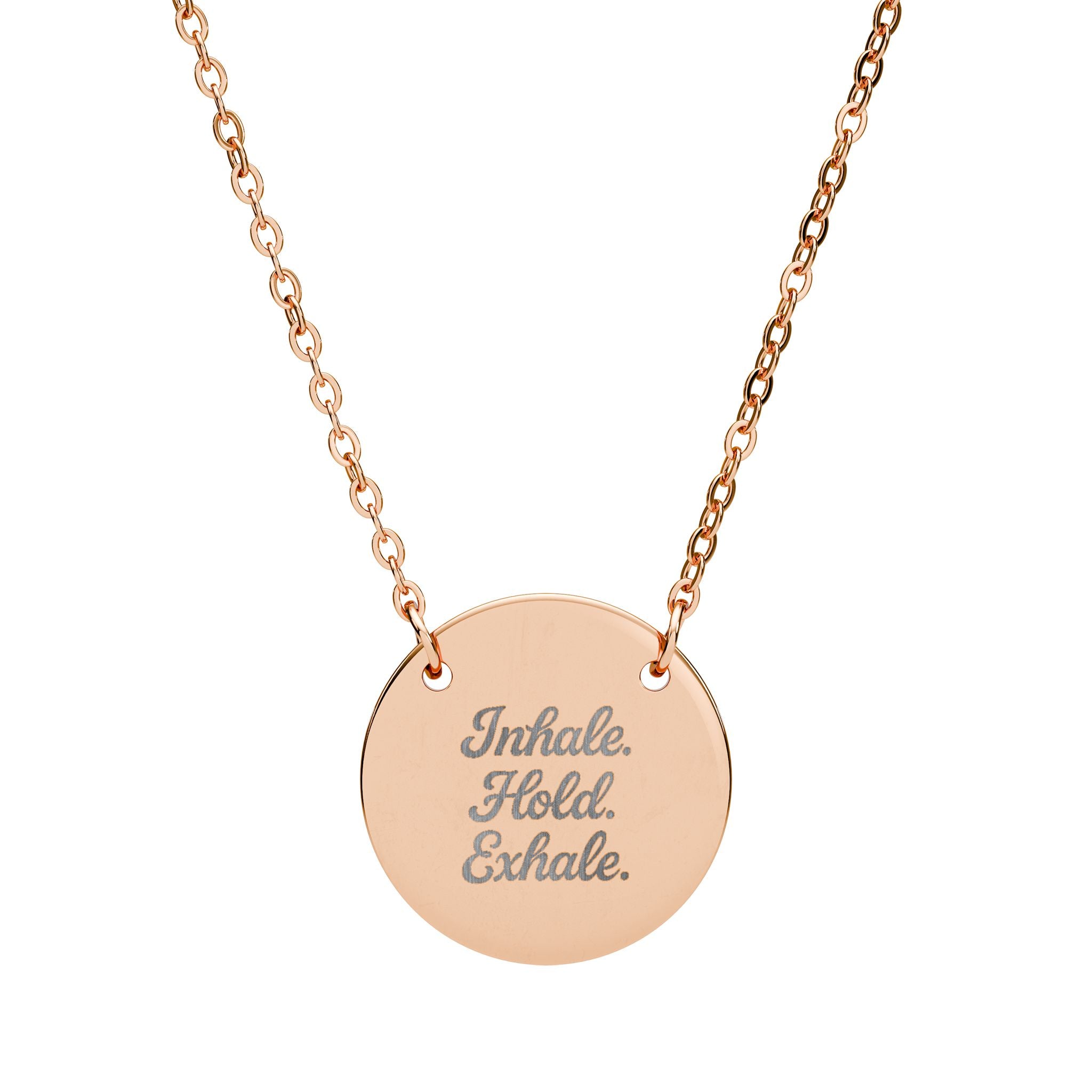‘Inhale. Hold. Exhale.’ Engraved Intention Necklace