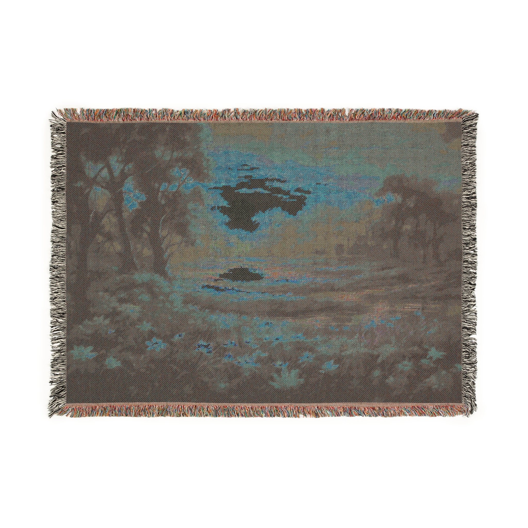"I am Well" Sunset Woven Blanket |  Landscape Throw for Living Room & Bedroom