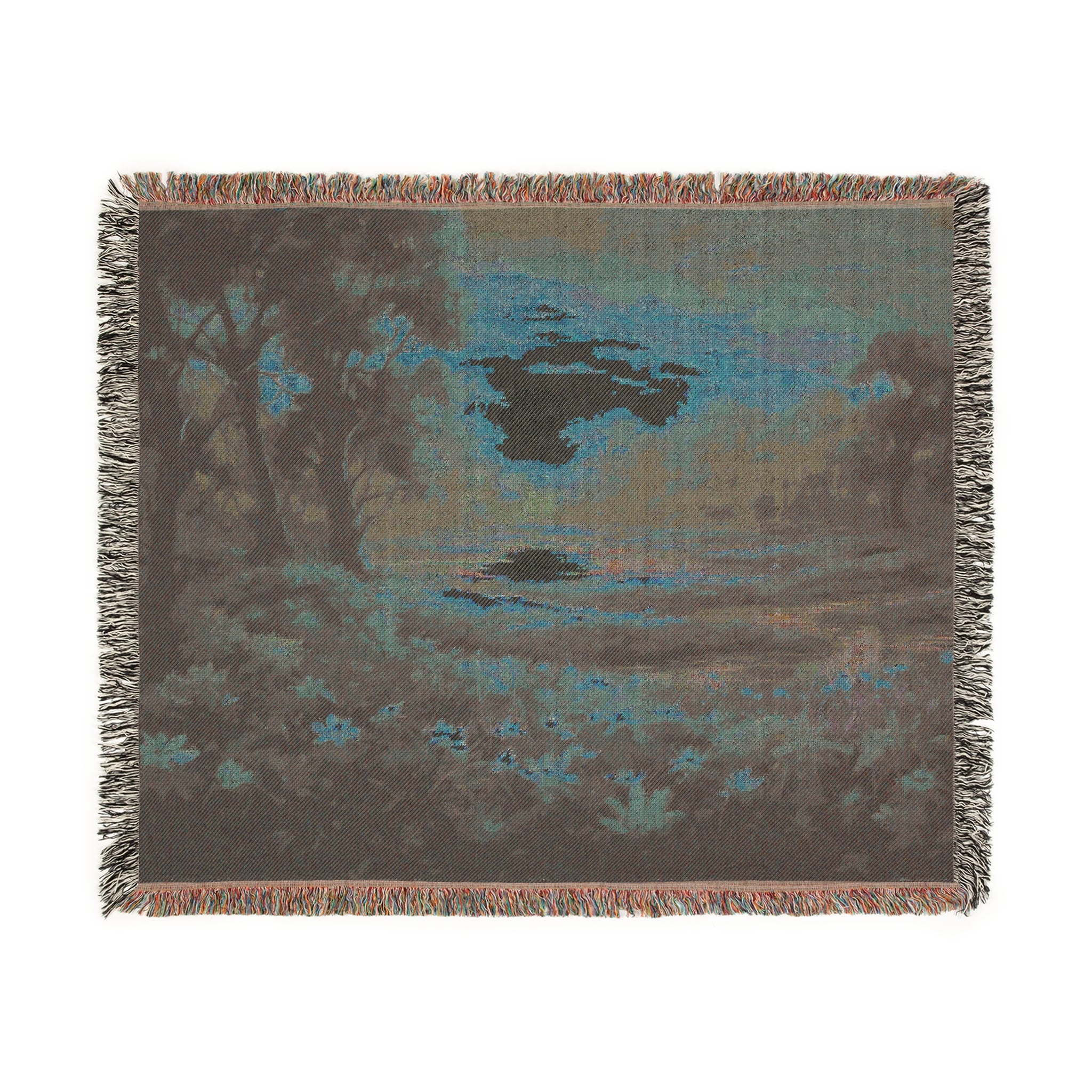 "I am Well" Sunset Woven Blanket |  Landscape Throw for Living Room & Bedroom